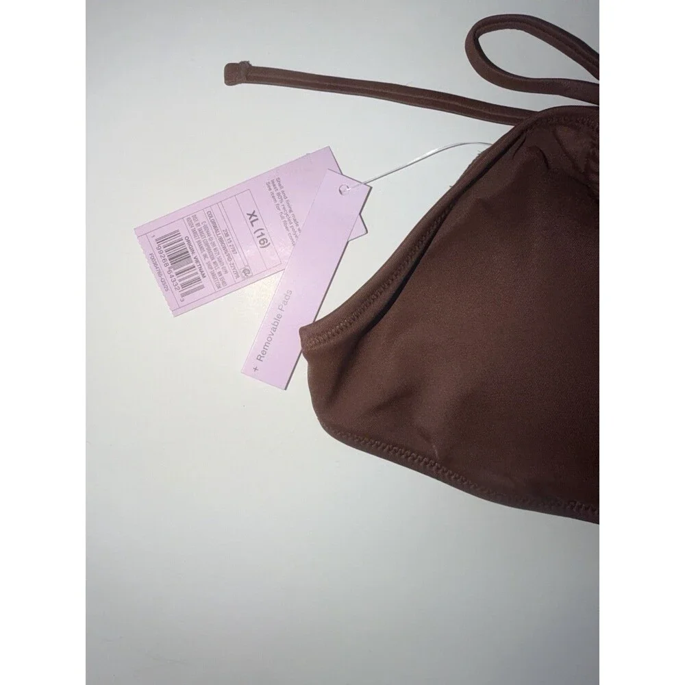 Wild Fable Triangle Bikini Top Womens XL Brown Tricot New